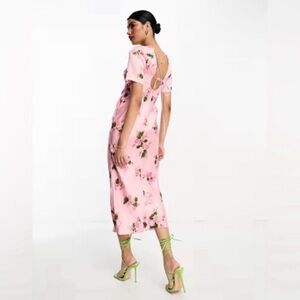 ASOS Pink Floral Backless Dress